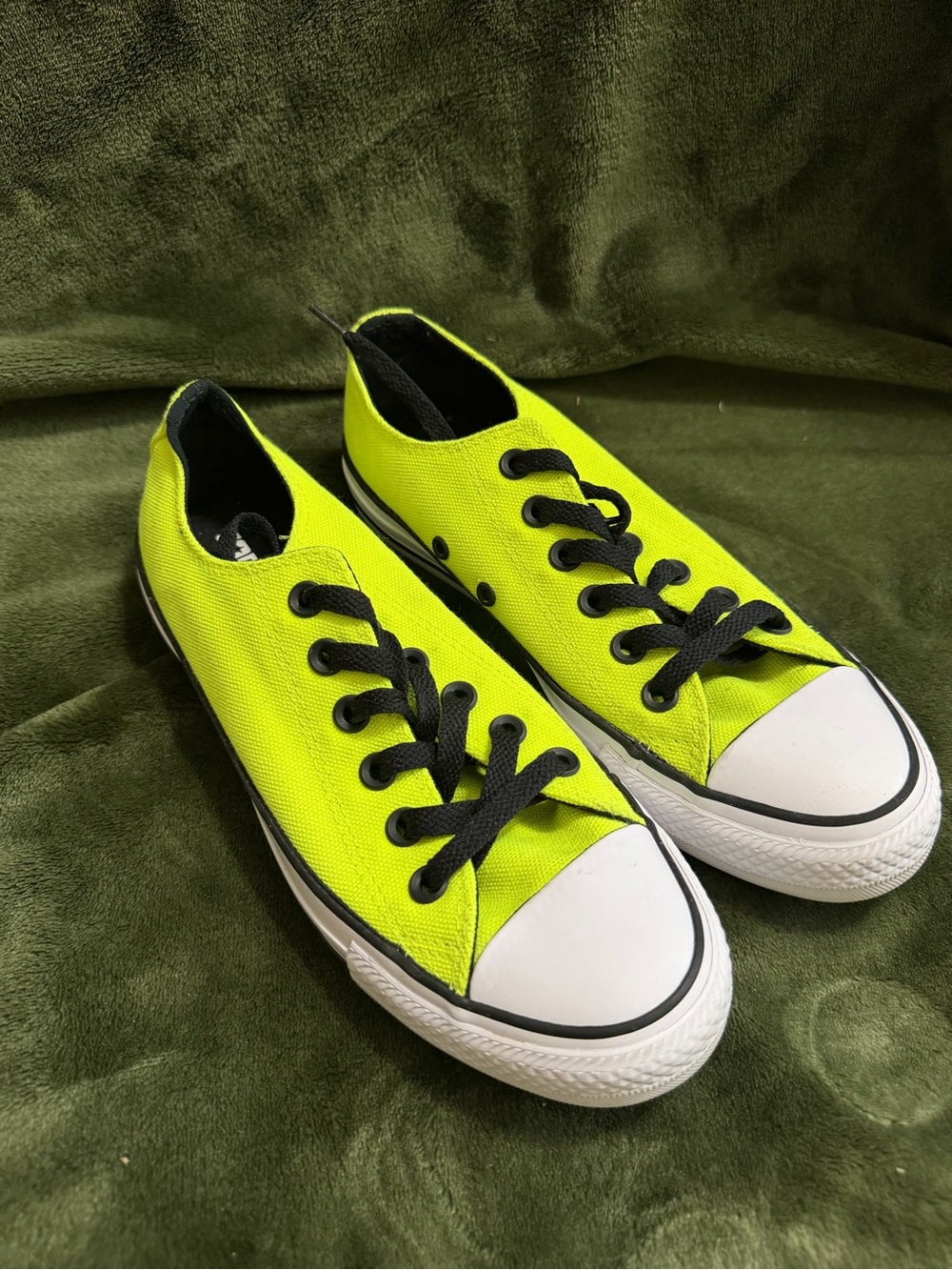 Converse Neon Yellow Low-Top Canvas Sneakers with Black Trim